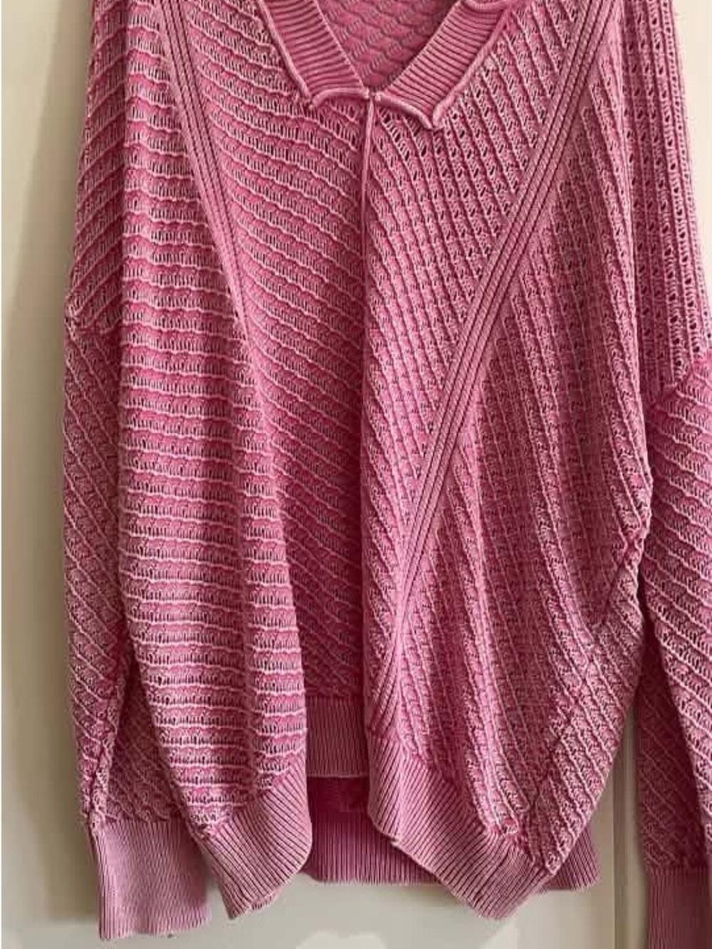 Pink Lily Rose Pink Knit V-Neck Pullover